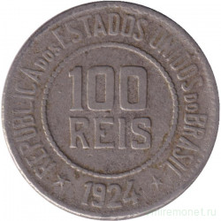 Монета. Бразилия. 100 рейсов 1924 год.