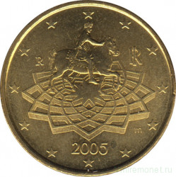 Монета. Италия. 50 центов 2005 год.