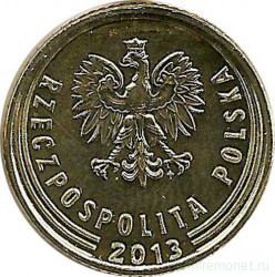 Монета. Польша. 1 грош 2013 год. Новый тип.