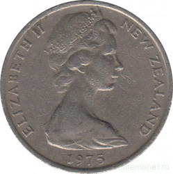 Монета. Новая Зеландия. 20 центов 1975 год.