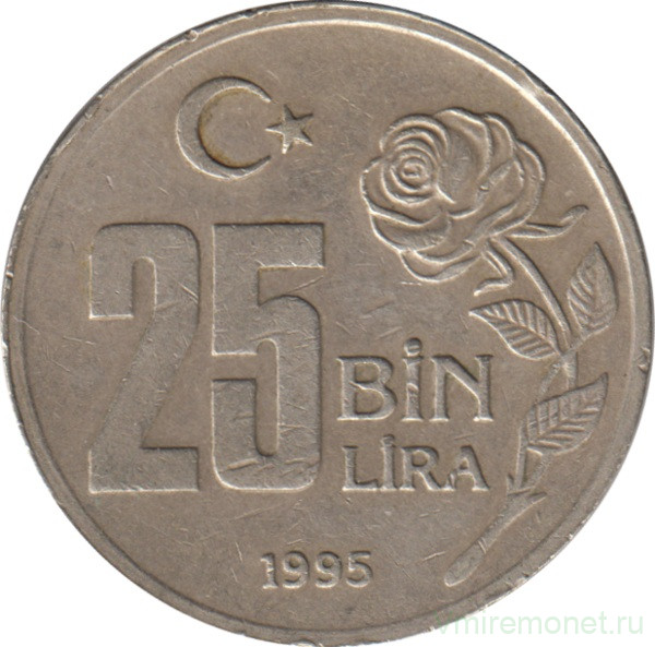 Монета. Турция. 25000 лир 1995 год.