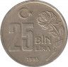 Монета. Турция. 25 000 лир 1995 год. ав.
