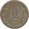 Монета. Чили. 10 песо 1976 год. ав.