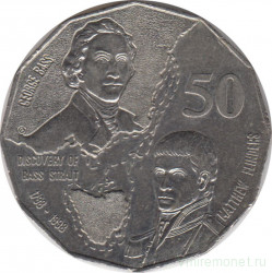 Монета. Австралия. 50 центов 1998 год. 200 лет путешествию Джорджа Басса и Мэтью Флиндерса.