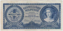 Банкнота. Венгрия. 1000000000 милпенгё 1946 год. Тип 131.