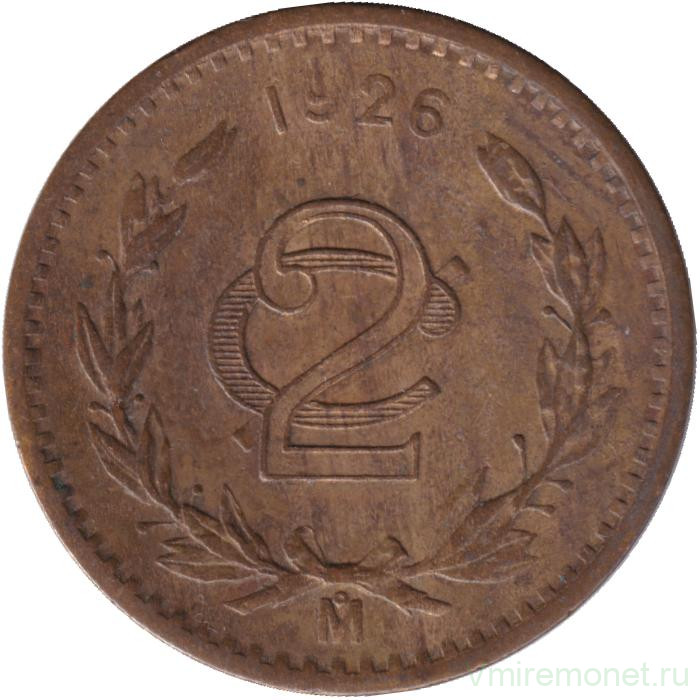 Монета. Мексика. 2 сентаво 1926 год.