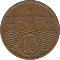 Монета. Чехословакия. 10 геллеров 1925 год.