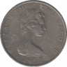 Монета. Великобритания. Остров Мэн. 10 пенсов 1977 год. Минтмарк с обоих сторон монеты. ав.