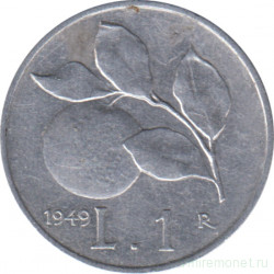 Монета. Италия. 1 лира 1949 год.