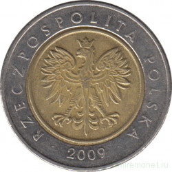 Монета. Польша. 5 злотых 2009 год.