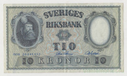 Банкнота. Швеция. 10 крон 1956 год.