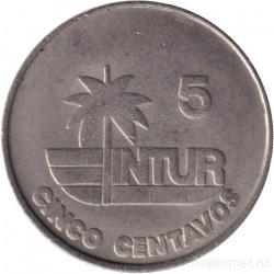 Монета. Куба. 5 сентаво 1981 год . Интурист. Толстый шрифт.