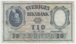 Банкнота. Швеция. 10 крон 1959 год. Тип 43g(1-2).