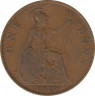  Монета. Великобритания. 1 пенни 1929 год. ав.