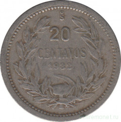 Монета. Чили. 20 сентаво 1932 год.