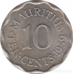 Монета. Маврикий. 10 центов 1959 год.