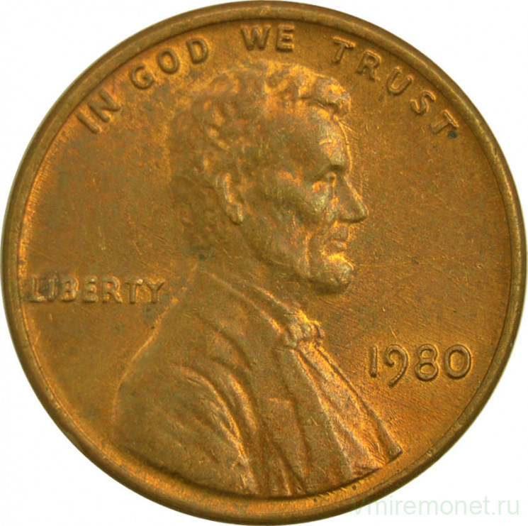 Монета. США. 1 цент 1980 год.