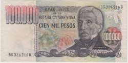 Банкнота. Аргентина. 100000 песо 1979 - 1983 год. Тип 308b.