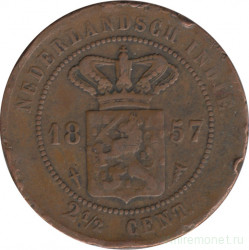 Монета. Нидерландская Ост-Индия. 2,5 цента 1857 год.