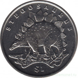 Монета. Сьерра-Леоне. 1 доллар 2006 год. Стегозавр.