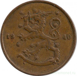 Монета. Финляндия. 10 пенни 1940 год.          