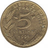 Монета. Франция. 5 сантимов 1995 год. ав.