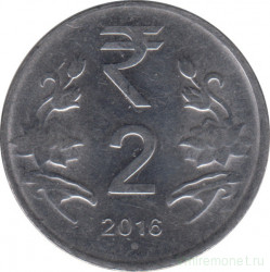 Монета. Индия. 2 рупии 2016 год.