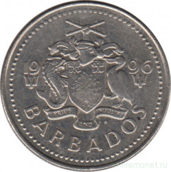 Монета. Барбадос. 25 центов 1996 год.