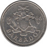 Монета. Барбадос. 25 центов 1996 год. ав.