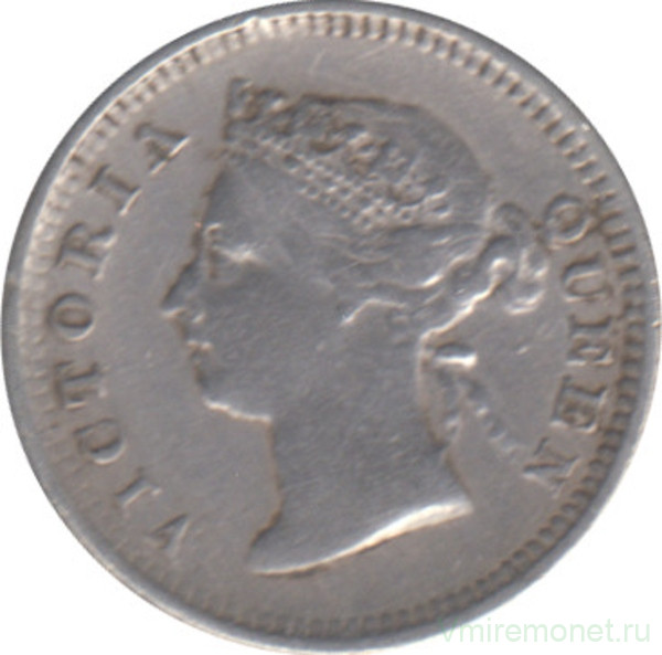 Монета. Гонконг. 5 центов 1888 год.