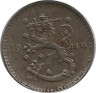 Аверс.Монета. Финляндия. 1 марка 1949 год.