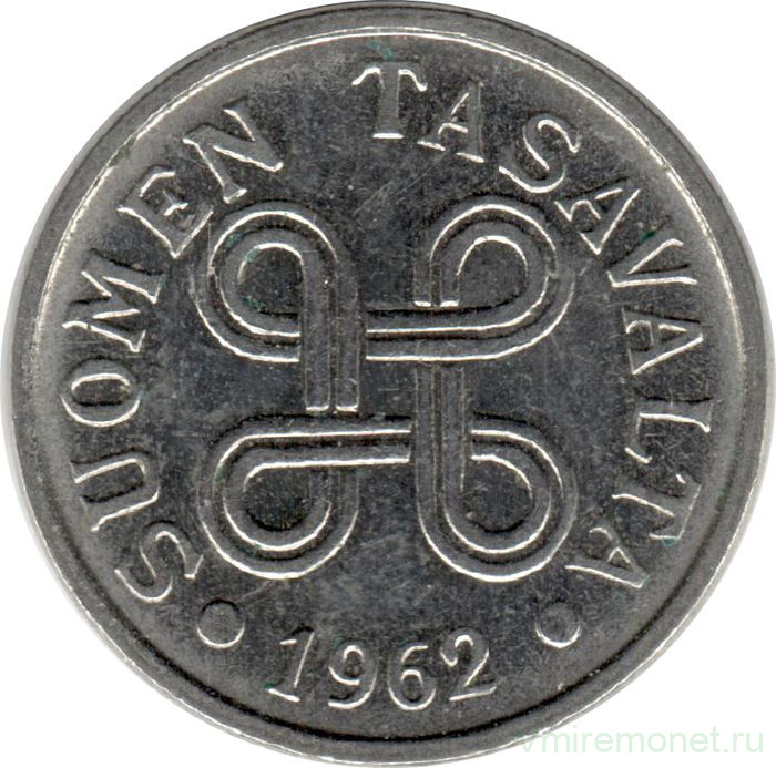Монета. Финляндия. 5 марок 1962 год.