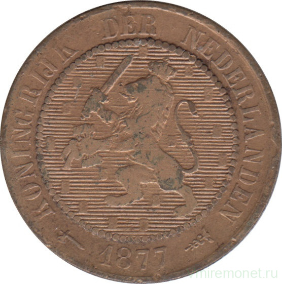 Монета. Нидерланды. 2,5 цента 1877 год.