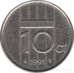 Монета. Нидерланды. 10 центов 1991 год.