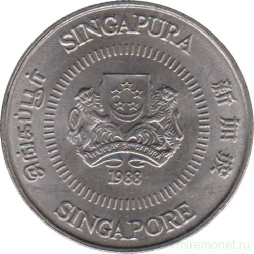 Монета. Сингапур. 10 центов 1988 год.
