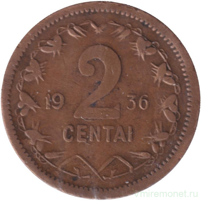 Монета. Литва. 2 цента 1936 год.