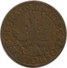 Реверс.Монета. Польша. 5 грошей 1936 год.