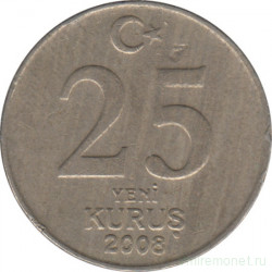 Монета. Турция. 25 курушей 2008 год.