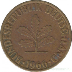 Монета. ФРГ. 10 пфеннигов 1966 год. Монетный двор - Мюнхен (D).