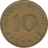 Монета. ФРГ. 10 пфеннигов 1966 год. Монетный двор - Мюнхен (D). рев.