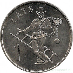 Монета. Латвия. 1 лат 2008 год. Трубочист.