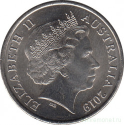 Монета. Австралия. 10 центов 2019 год. Старый тип.