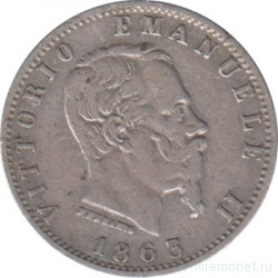 Монета. Италия. 20 чентезимо 1863 год. М.