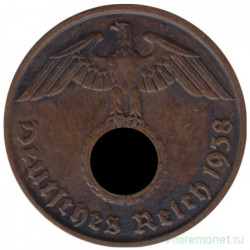 Монета. Германия. Третий Рейх. 2 рейхспфеннига 1938 год. Монетный двор - Гамбург (J).