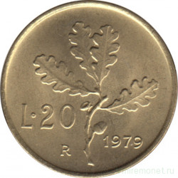 Монета. Италия. 20 лир 1979 год.