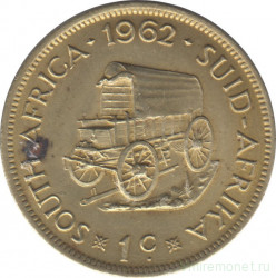 Монета. Южно-Африканская республика (ЮАР). 1 цент 1962 год.