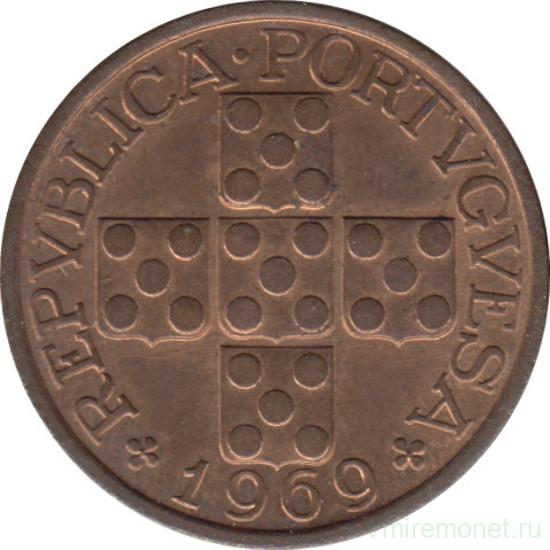 Монета. Португалия. 20 сентаво 1969 год. Старый тип.