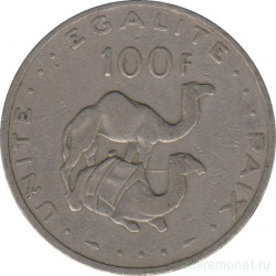 Монета. Джибути. 100 франков 1977 год.