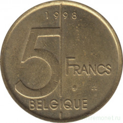 Монета. Бельгия. 5 франков 1998 год. BELGIQUE.