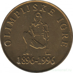 Монета. Словения. 5 толаров 1996 год. 100 лет Олимпийским играм.